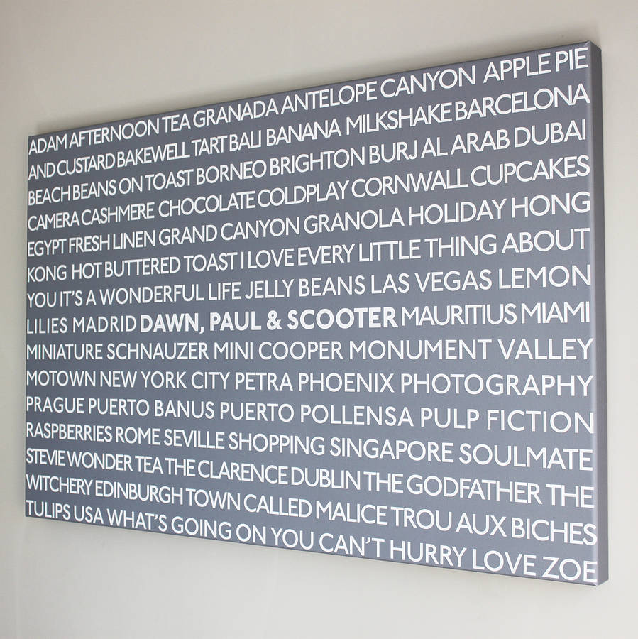 Personalised 'Memories' Typographic Art