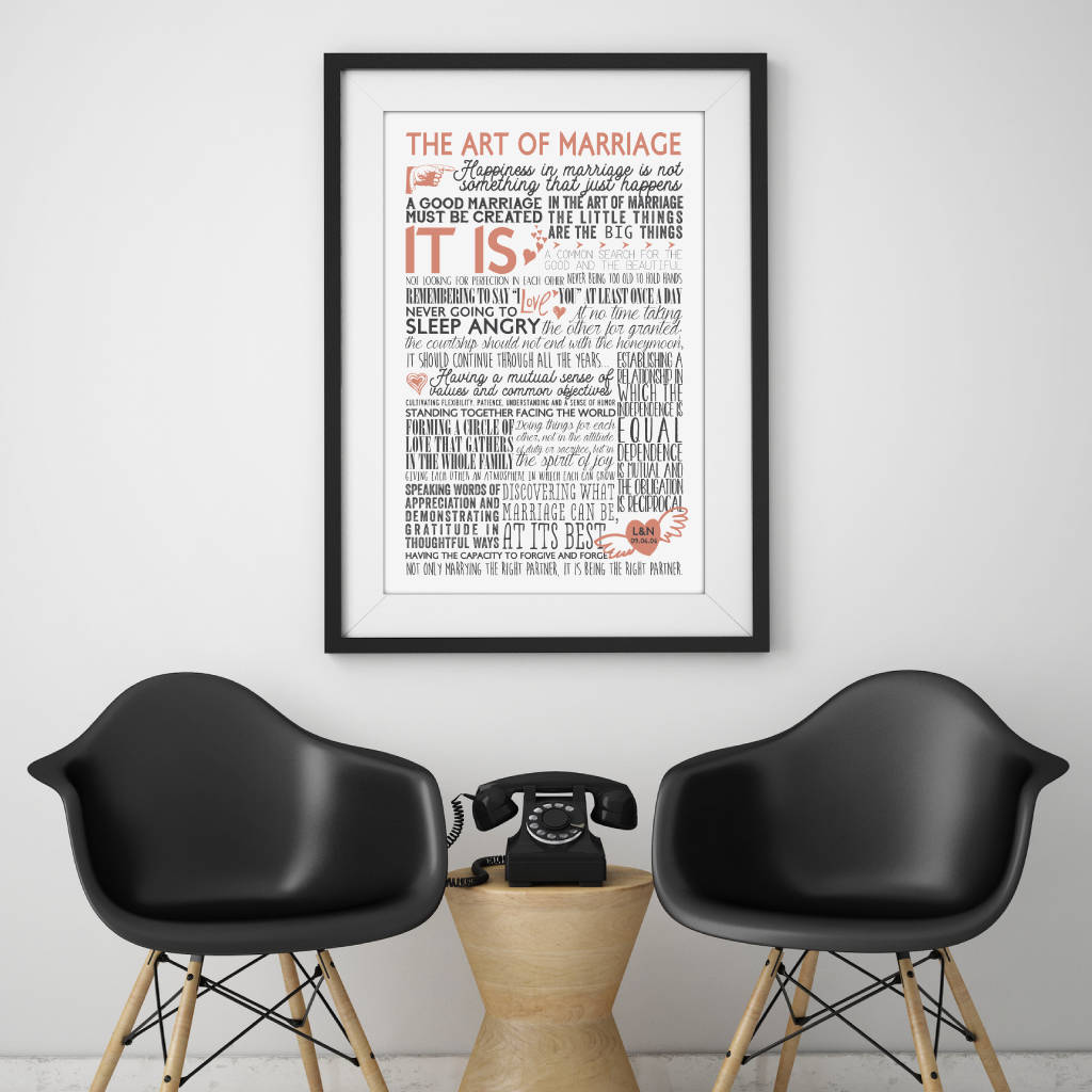 Personalised The Art Of Marriage Wedding Gift Print