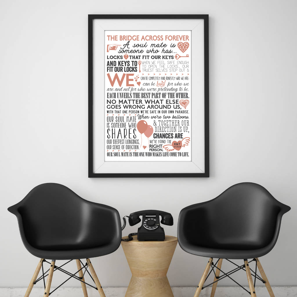 Personalised 'The Bridge Across Forever' Soulmates Print