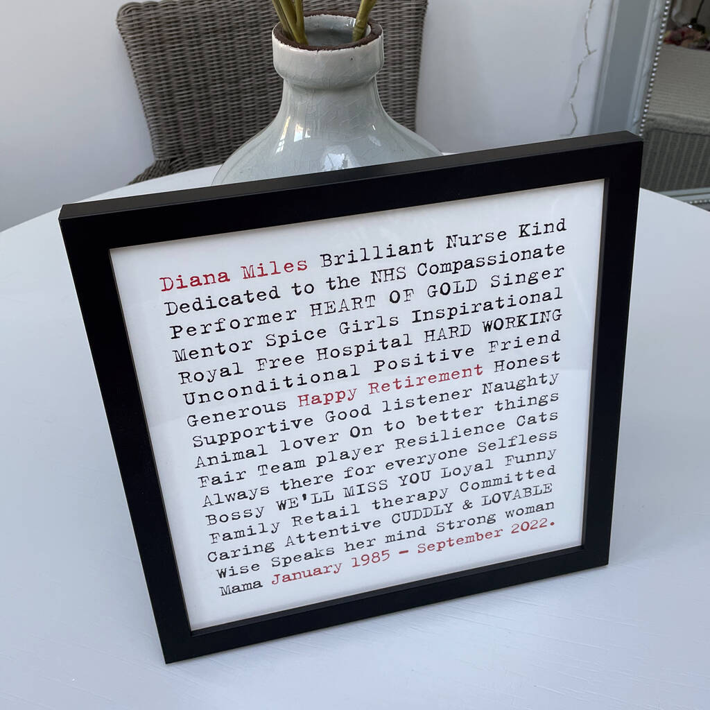 Personalised Leaving Gift And Retirement Print