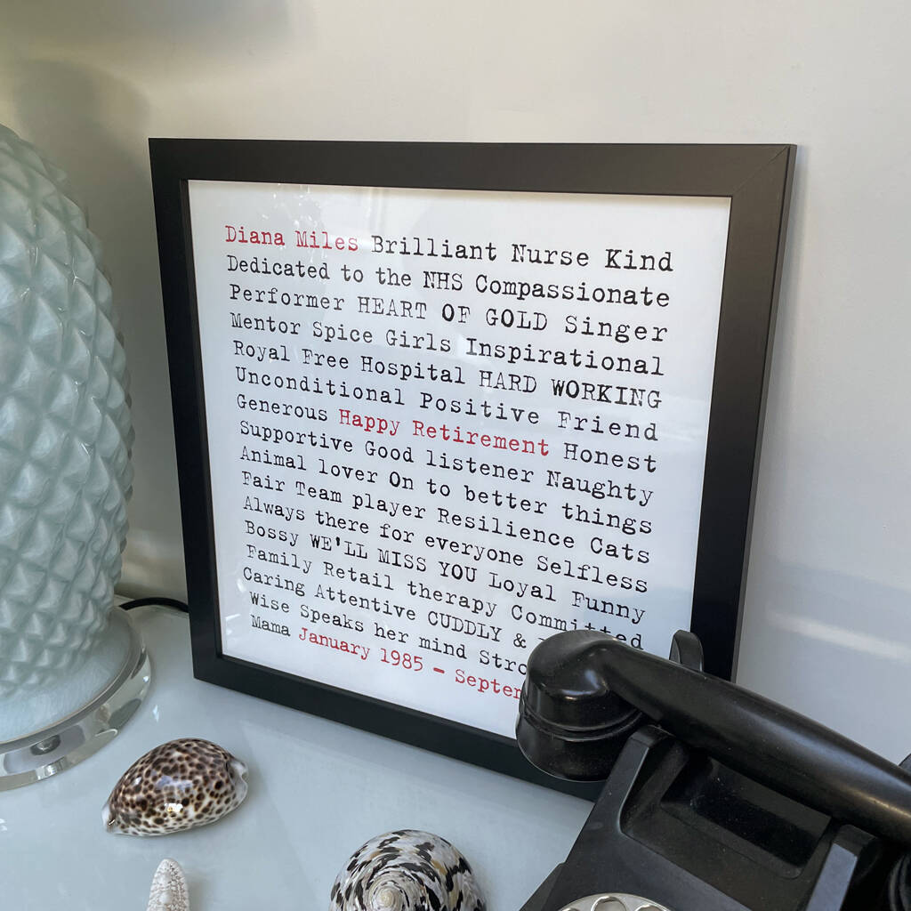 Personalised Leaving Gift And Retirement Print