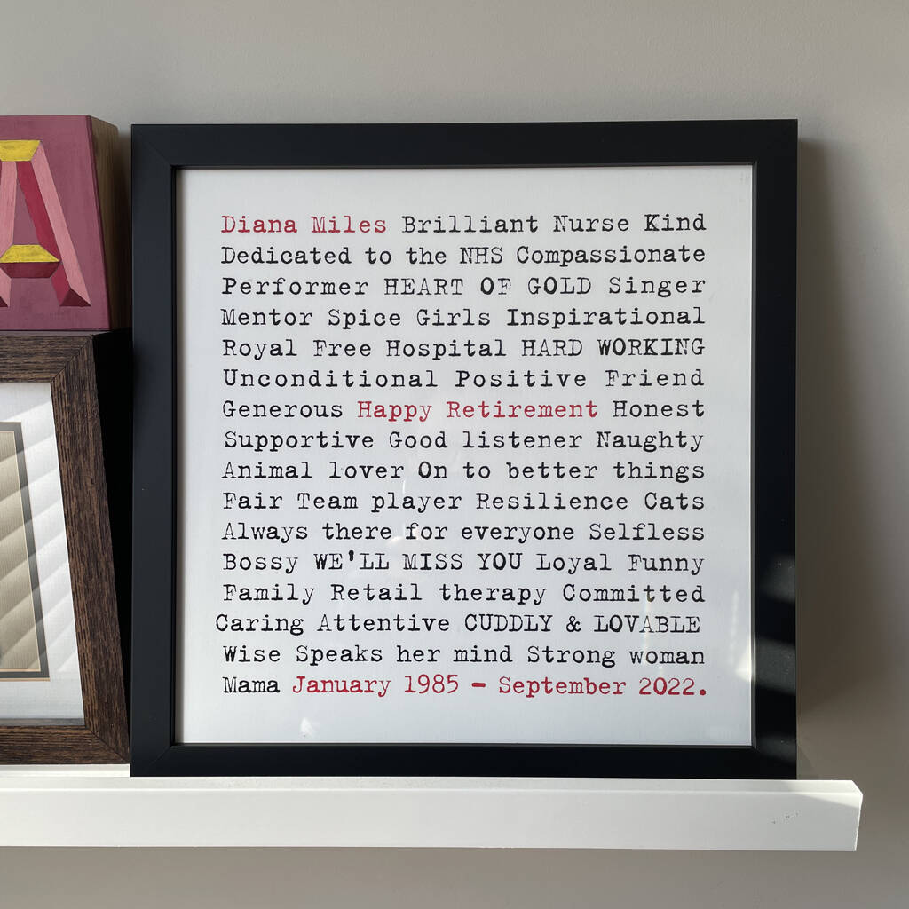 Personalised Leaving Gift And Retirement Print
