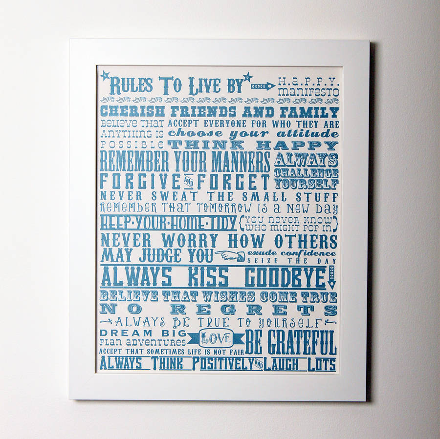 Personalised 'Rules To Live By’ Graduation Print