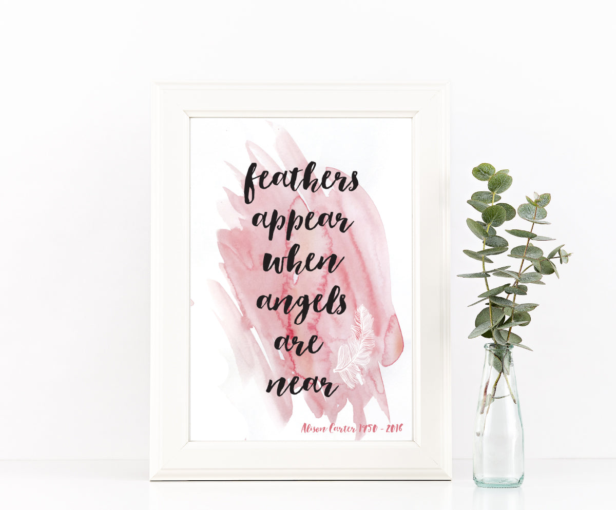Personalised Angel Feathers Remembrance Print