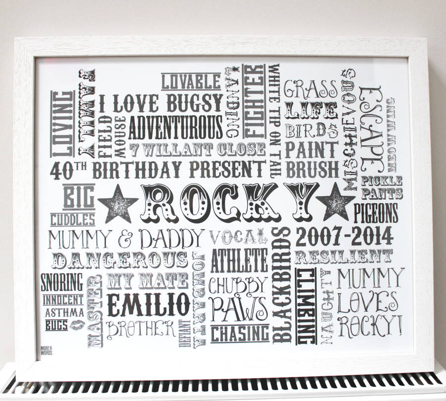 Personalised Birthday Typographic Art Print