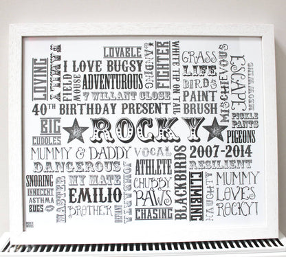 Personalised Birthday Typographic Art Print