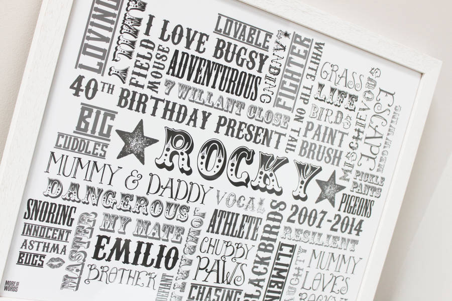 Personalised Birthday Typographic Art Print