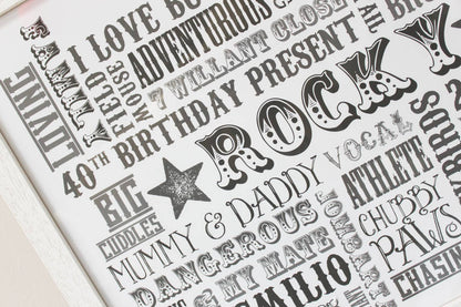 Personalised Birthday Typographic Art Print