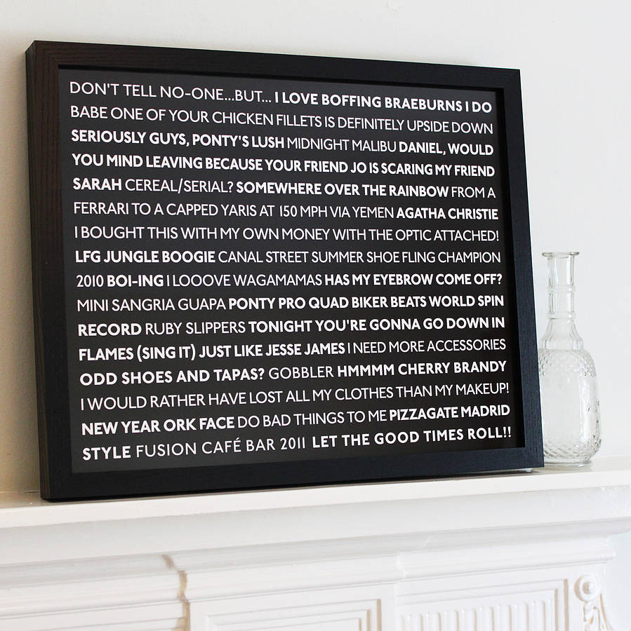 Personalised 'Memories' Typographic Art