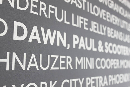 Personalised 'Memories' Typographic Art