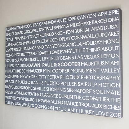 Personalised 'Memories' Typographic Art