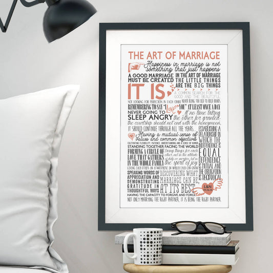 Personalised The Art Of Marriage Wedding Gift Print
