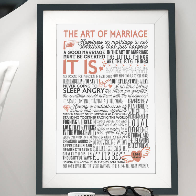 Personalised The Art Of Marriage Wedding Gift Print