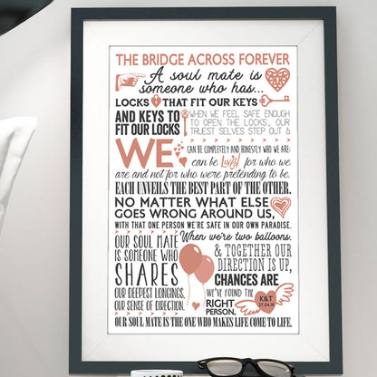 Personalised 'The Bridge Across Forever' Soulmates Print