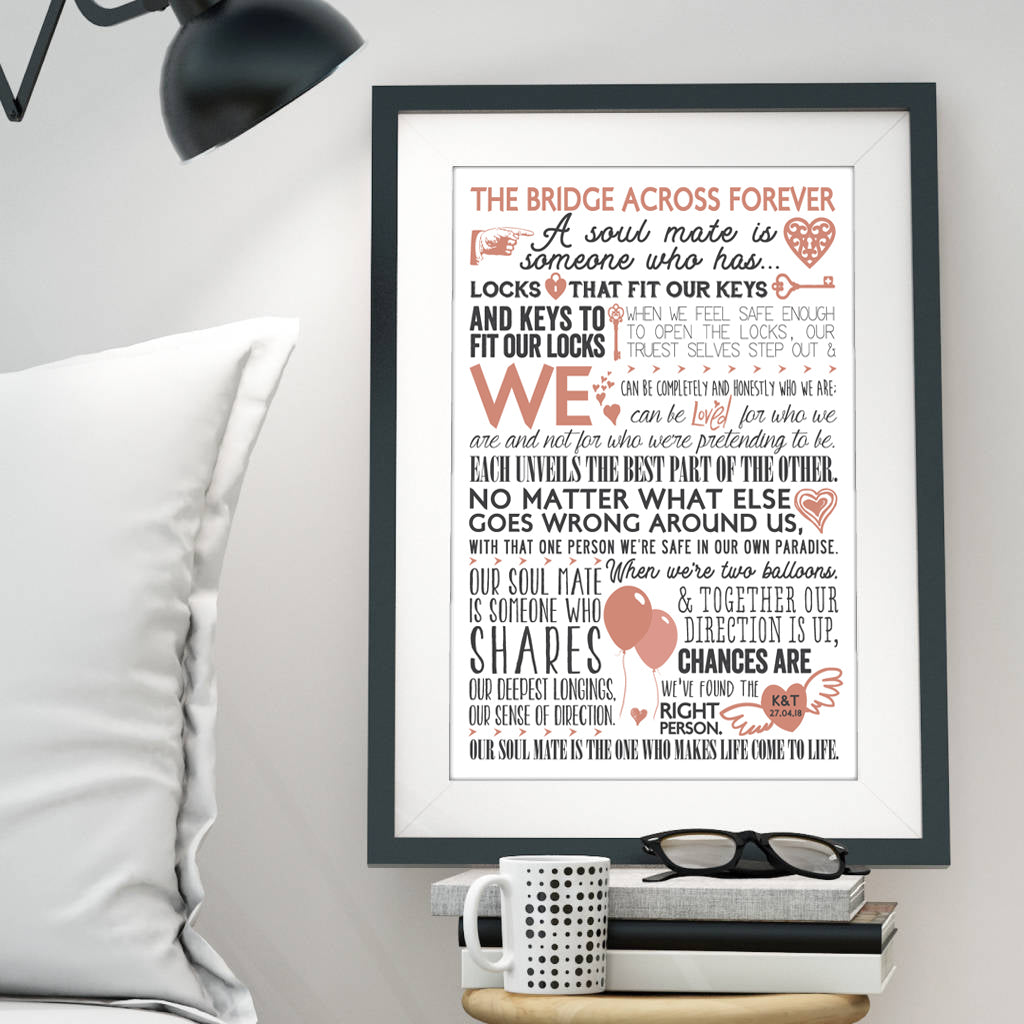 Personalised 'The Bridge Across Forever' Soulmates Print