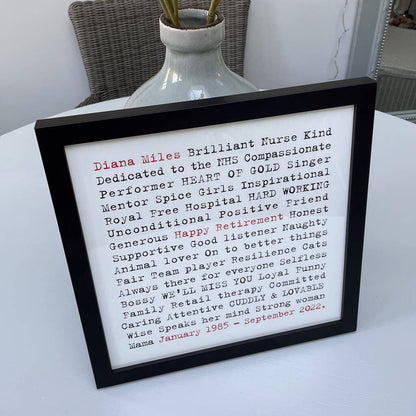 Personalised Leaving Gift And Retirement Print
