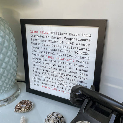 Personalised Leaving Gift And Retirement Print