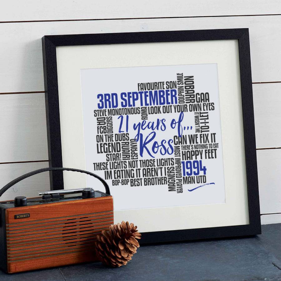 Personalised 21st Birthday Typography Print