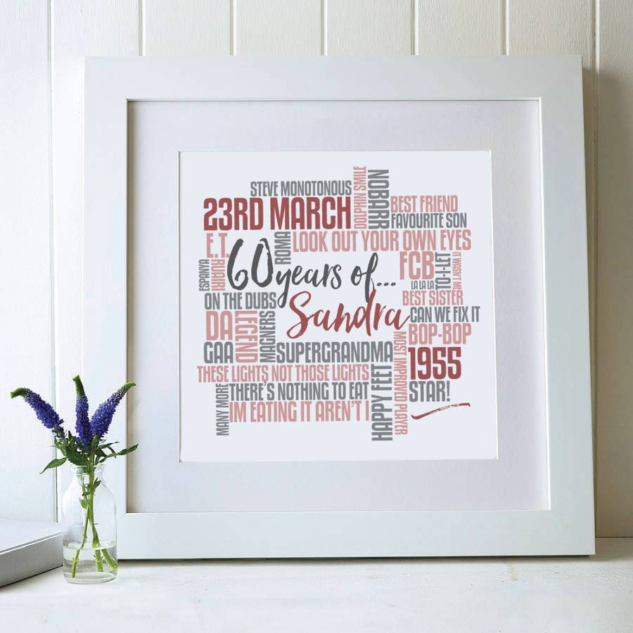 Personalised 60th Birthday Typography Print