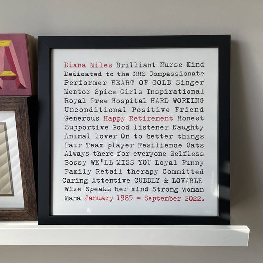 Personalised Leaving Gift And Retirement Print