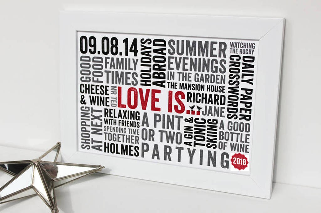 Personalised 'Love Is' Typography Print