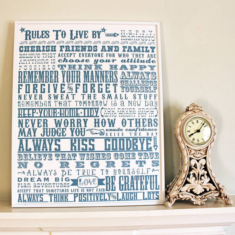 Personalised 'Rules To Live By’ Graduation Print