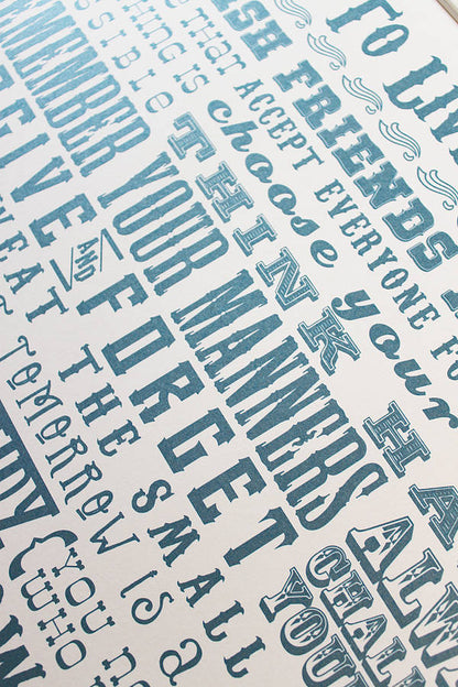 Personalised 'Rules To Live By’ Graduation Print